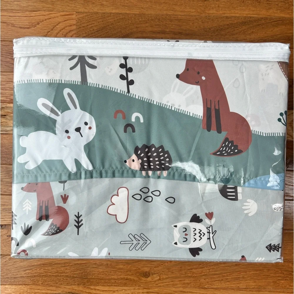 NWT - Bedtime Originals 3 Piece Crib Set Animal Alphabet Forest Blanket Sheets